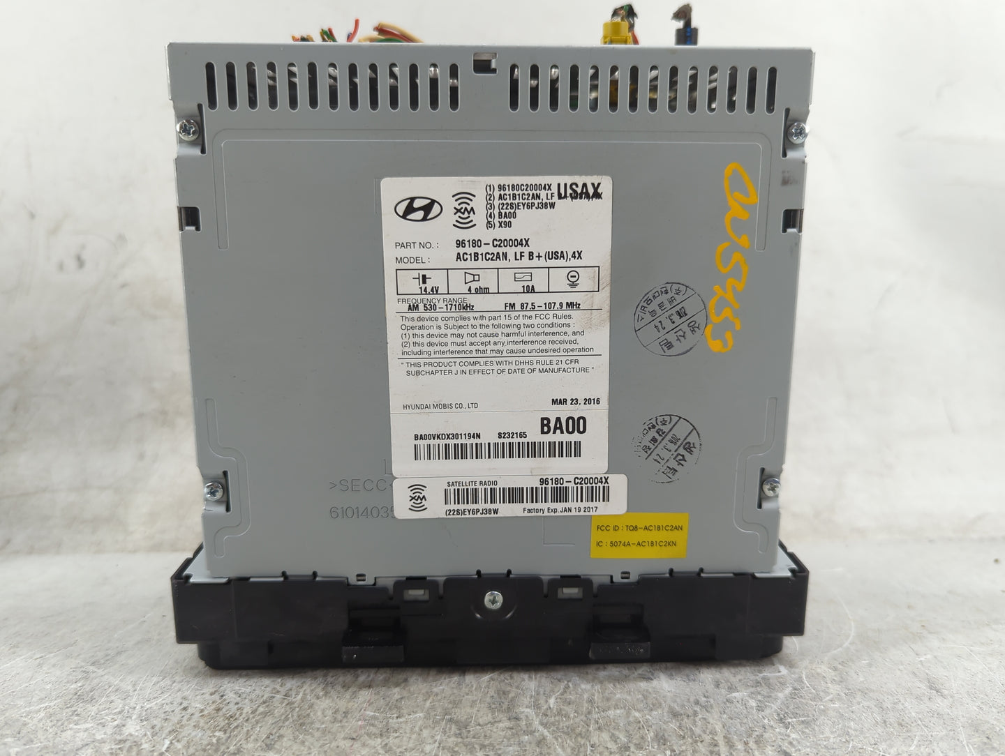 2015-2017 Hyundai Sonata Radio AM FM Cd Player Receiver Replacement P/N:96180-C20004X AC1B1C2AN Fits Fits 2015 2016 2017 OEM