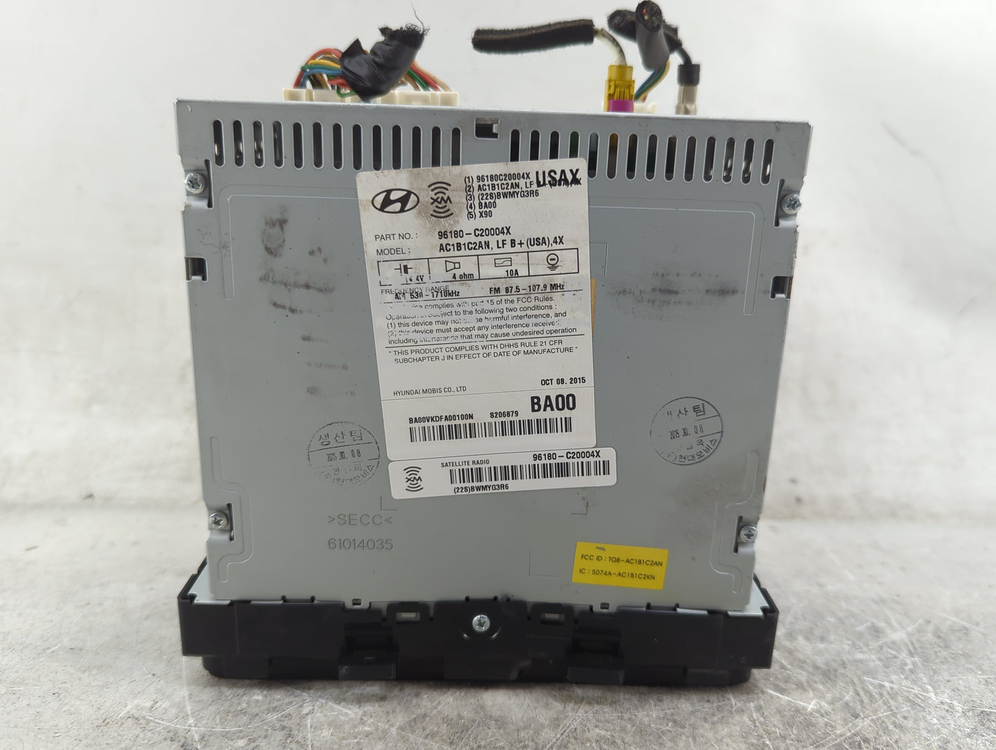 2015-2017 Hyundai Sonata Radio AM FM Cd Player Receiver Replacement P/N:96180-C20004X AC1B1C2AN Fits Fits 2015 2016 2017 OEM