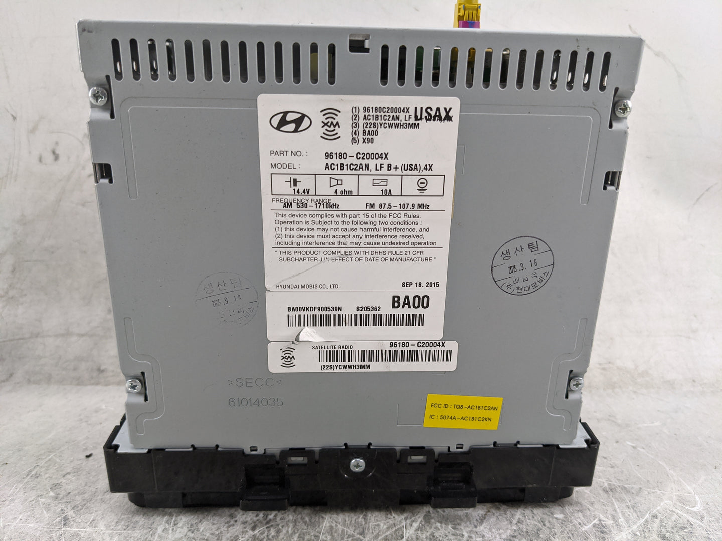2015-2017 Hyundai Sonata Radio AM FM Cd Player Receiver Replacement P/N:96180-C20004X AC1B1C2AN Fits Fits 2015 2016 2017 OEM
