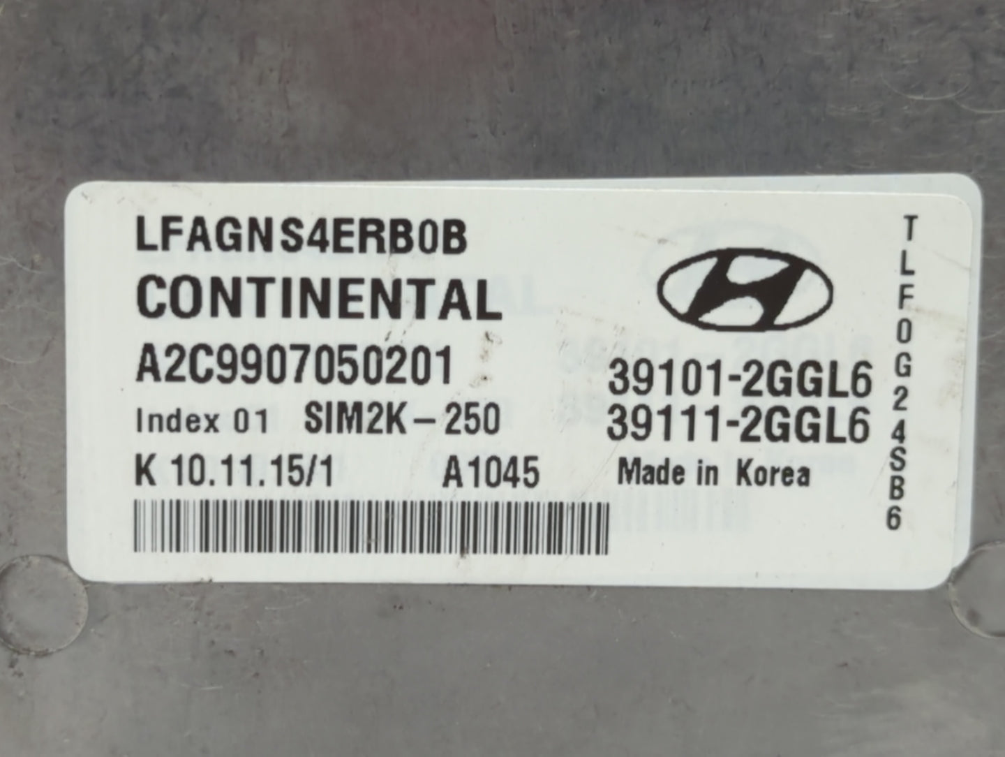 2015-2017 Hyundai Sonata PCM Engine Control Computer ECU ECM PCU OEM P/N:39111-2GGL1 39101-2GGL5 Fits Fits 2015 2016 2017 OE