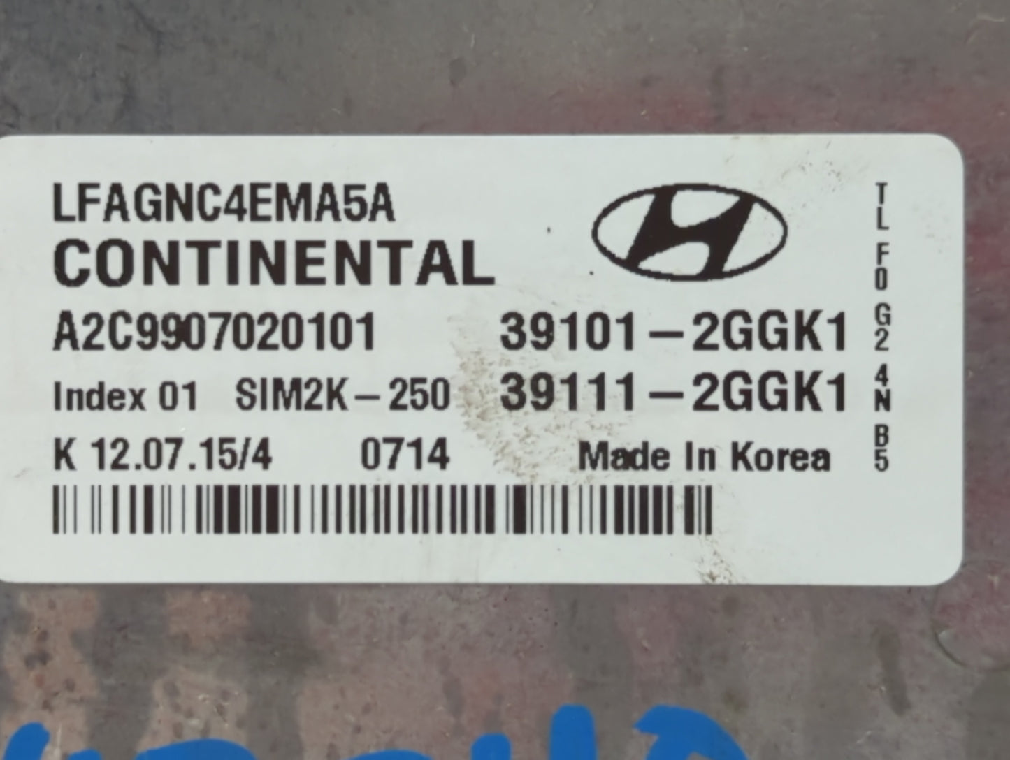 2015-2017 Hyundai Sonata PCM Engine Control Computer ECU ECM PCU OEM P/N:39111-2GGK0 39101-2GGK0 Fits Fits 2015 2016 2017 OE