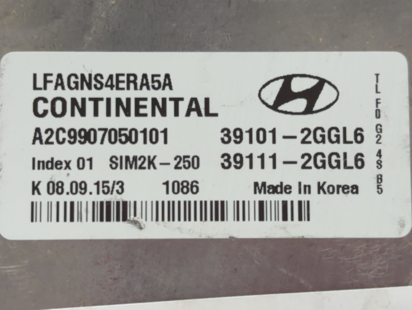 2015-2017 Hyundai Sonata PCM Engine Control Computer ECU ECM PCU OEM P/N:39111-2GGL6 39101-2GGL6 Fits Fits 2015 2016 2017 OE
