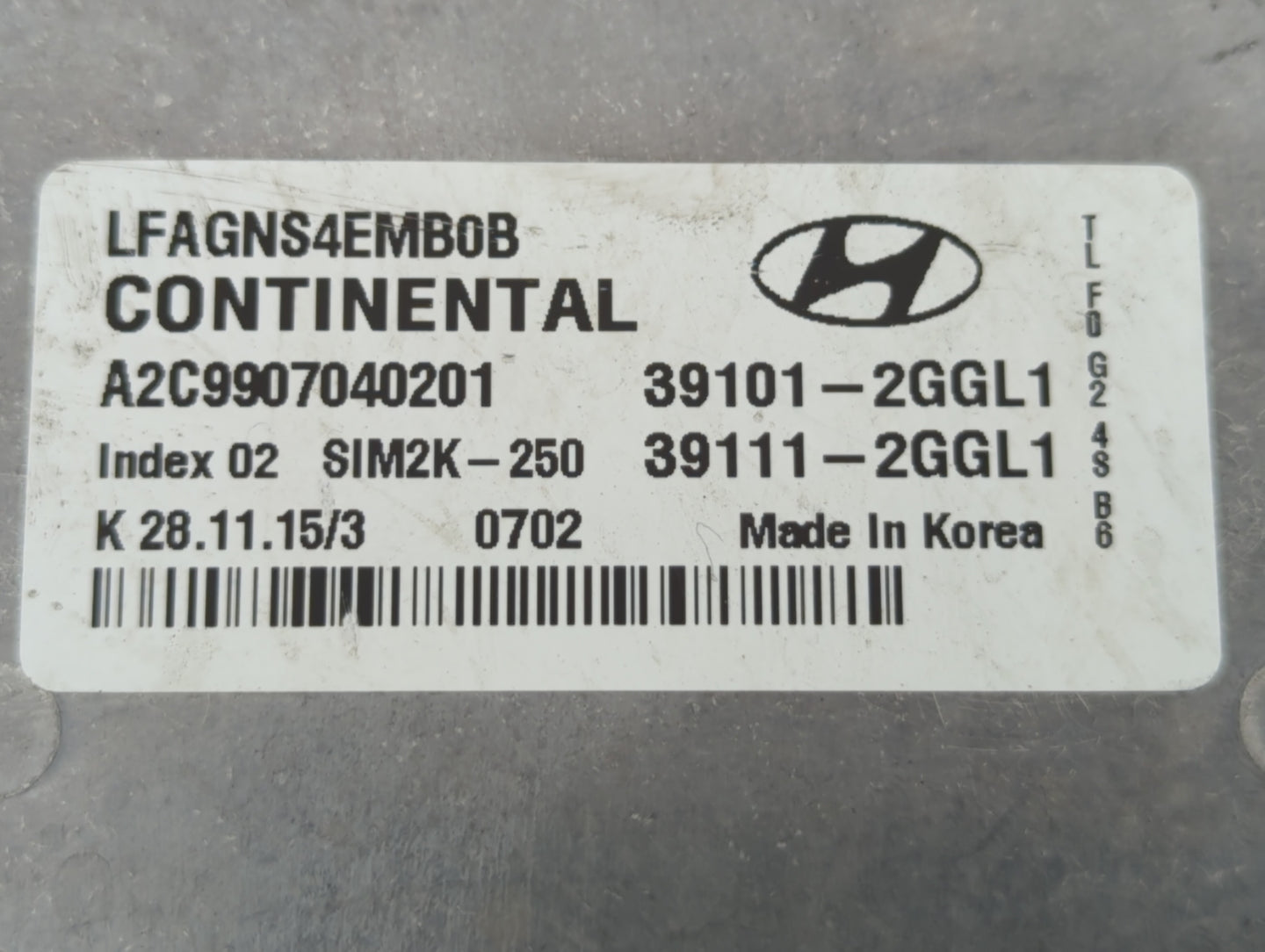 2015-2017 Hyundai Sonata PCM Engine Control Computer ECU ECM PCU OEM P/N:39111-2GGK1 39101-2GGK1 Fits Fits 2015 2016 2017 OE