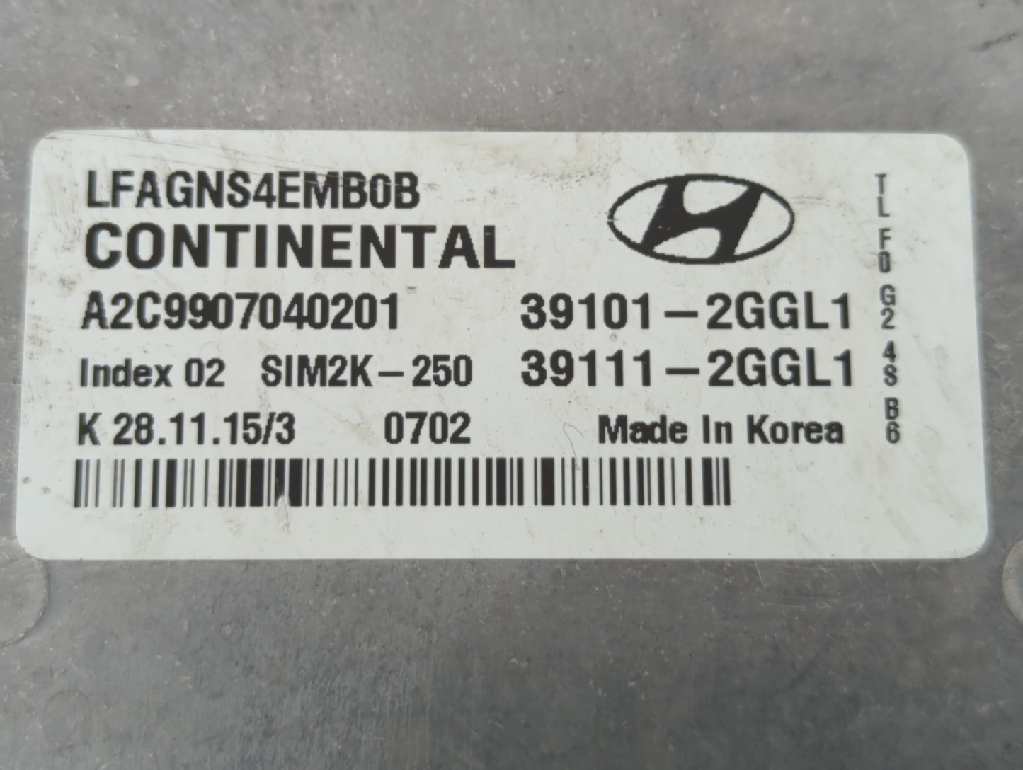 2015-2017 Hyundai Sonata PCM Engine Control Computer ECU ECM PCU OEM P/N:39111-2GGK1 39101-2GGK1 Fits Fits 2015 2016 2017 OE