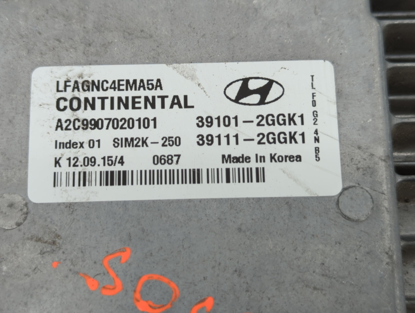 2015-2017 Hyundai Sonata PCM Engine Control Computer ECU ECM PCU OEM P/N:39101-2GGK1 Fits Fits 2015 2016 2017 OEM Used Auto 