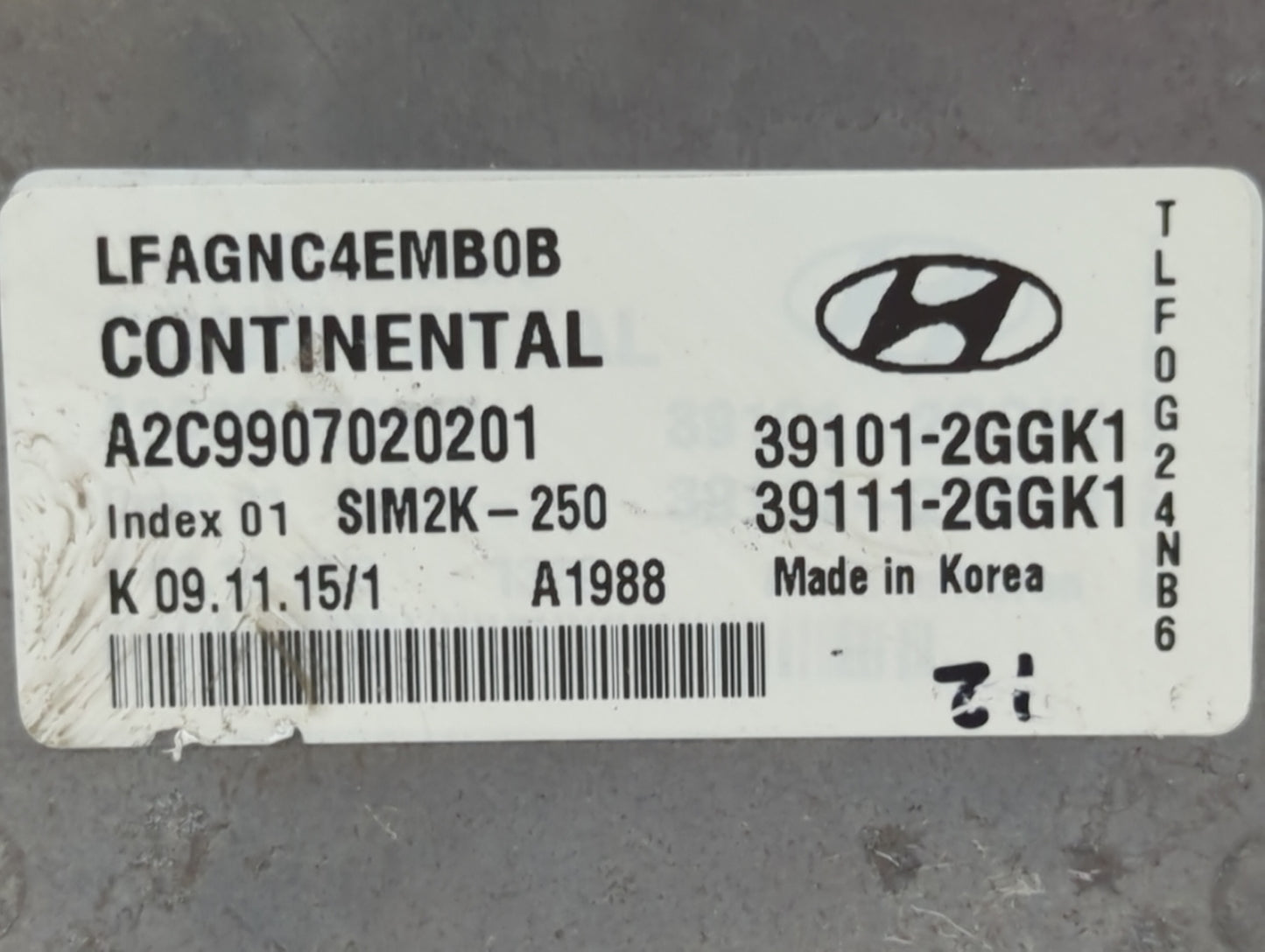 2015-2017 Hyundai Sonata PCM Engine Control Computer ECU ECM PCU OEM P/N:39101-2GGK1 Fits Fits 2015 2016 2017 OEM Used Auto 