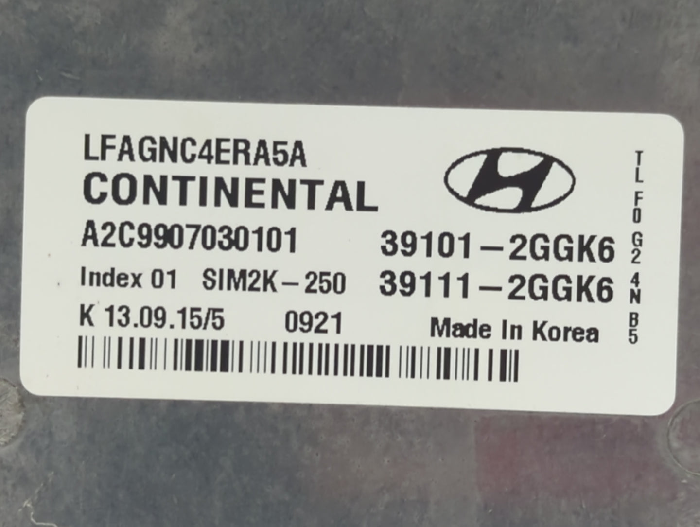 2015-2017 Hyundai Sonata PCM Engine Control Computer ECU ECM PCU OEM P/N:39101-2GGK6 Fits Fits 2015 2016 2017 OEM Used Auto 