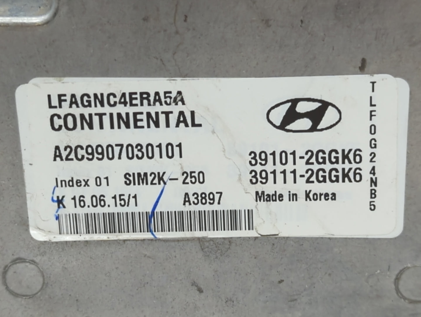 2015-2017 Hyundai Sonata PCM Engine Control Computer ECU ECM PCU OEM P/N:39101-2GGK6 Fits Fits 2015 2016 2017 OEM Used Auto 