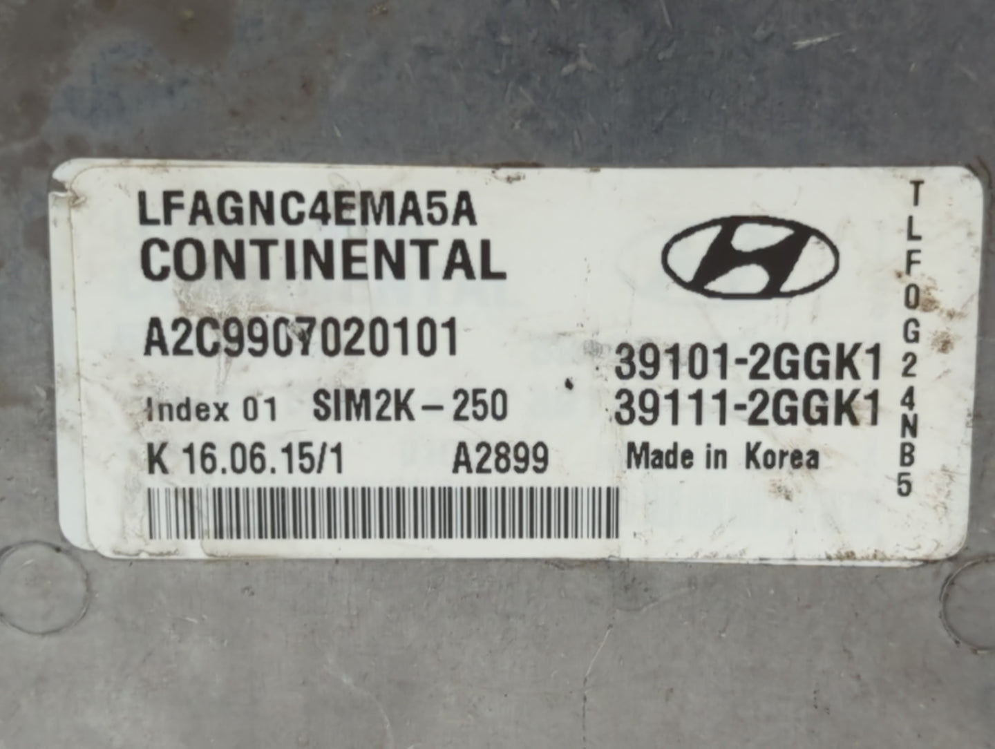 2015-2017 Hyundai Sonata PCM Engine Control Computer ECU ECM PCU OEM P/N:39101-2GGK1 Fits Fits 2015 2016 2017 OEM Used Auto 