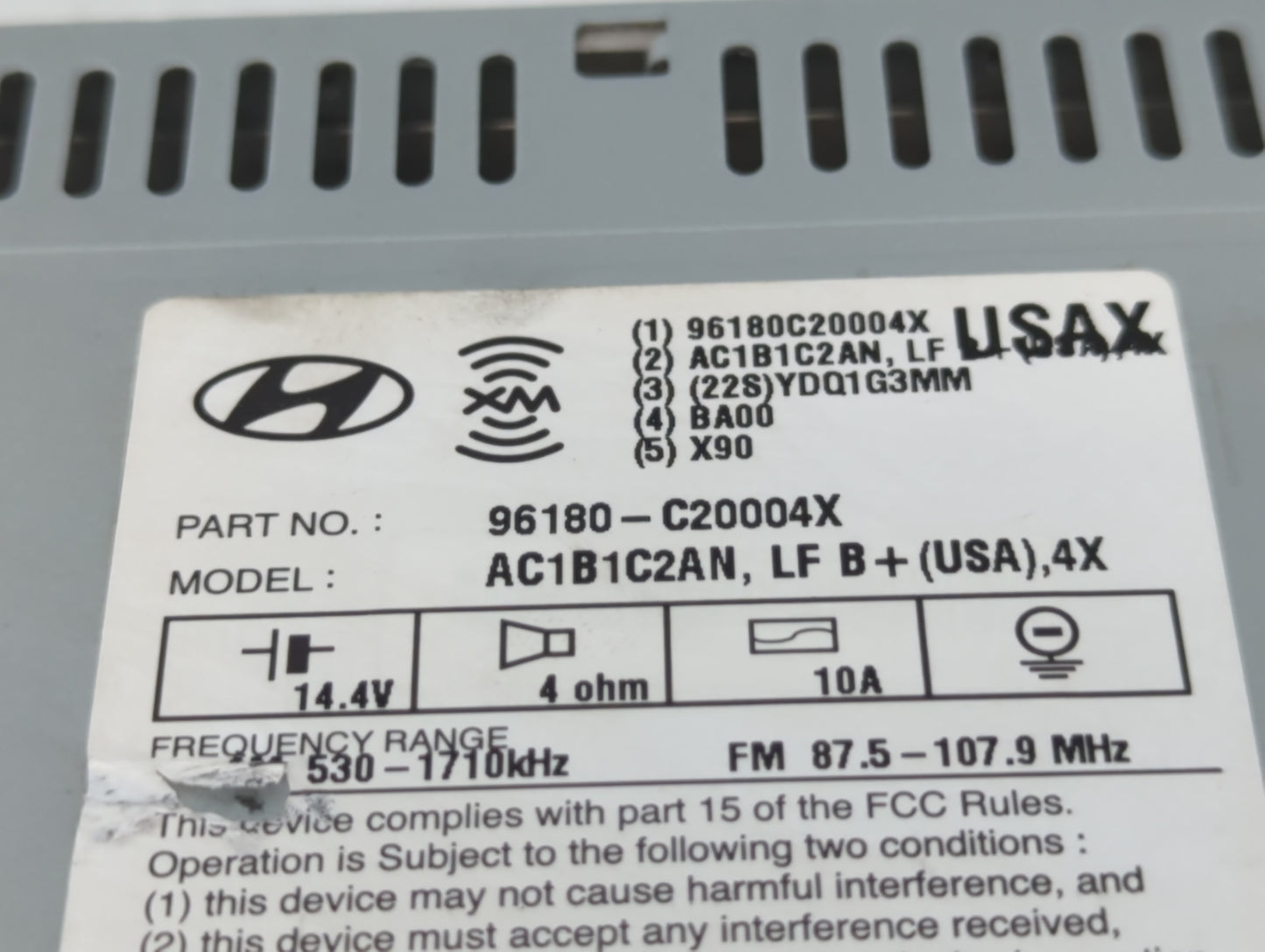 2015-2017 Hyundai Sonata Radio AM FM Cd Player Receiver Replacement P/N:96180-C200004X Fits Fits 2015 2016 2017 OEM Used Aut