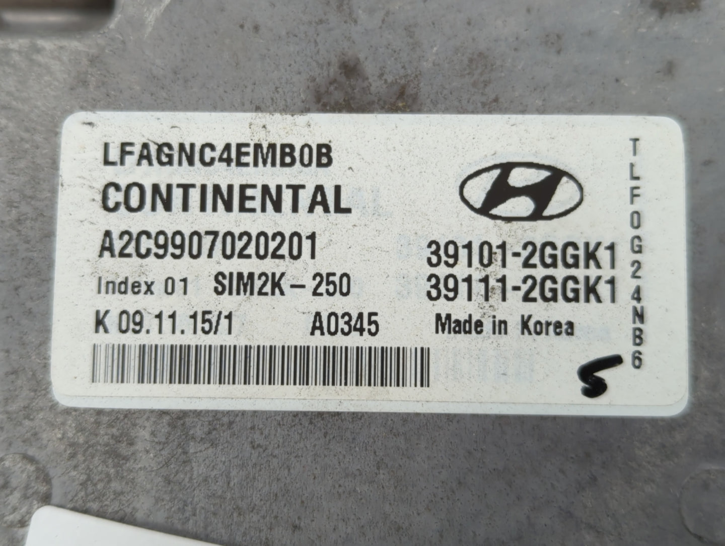 2015-2017 Hyundai Sonata PCM Engine Control Computer ECU ECM PCU OEM P/N:39111-2GGK1 39101-2GGK1 Fits Fits 2015 2016 2017 OE