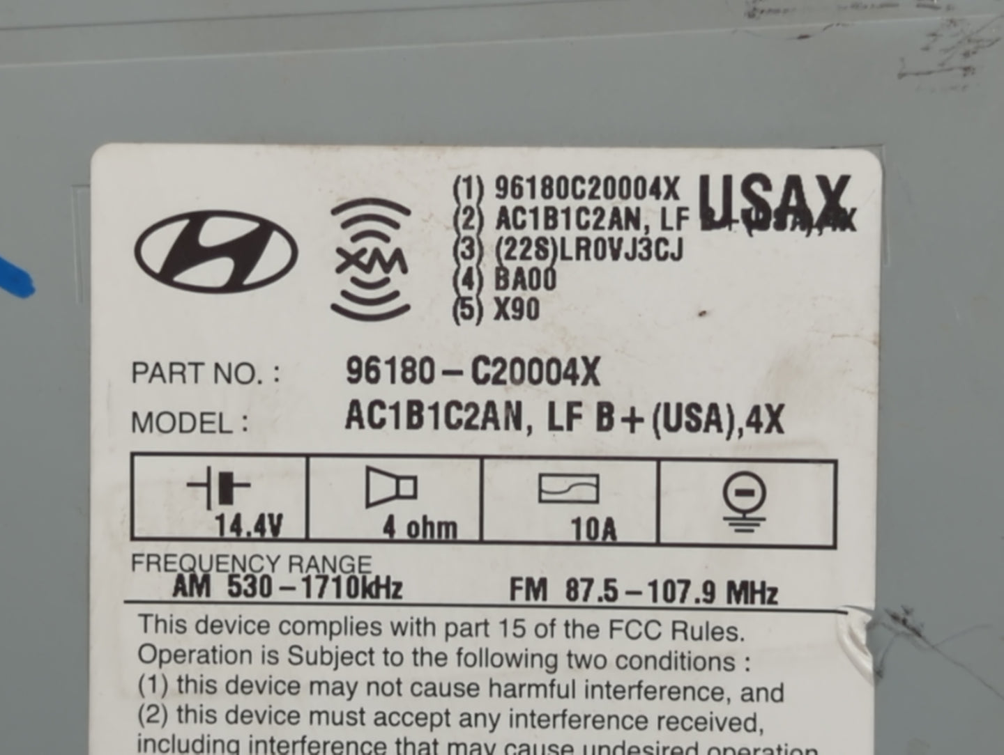 2015-2017 Hyundai Sonata Radio AM FM Cd Player Receiver Replacement P/N:96180-C20004X Fits Fits 2015 2016 2017 OEM Used Auto