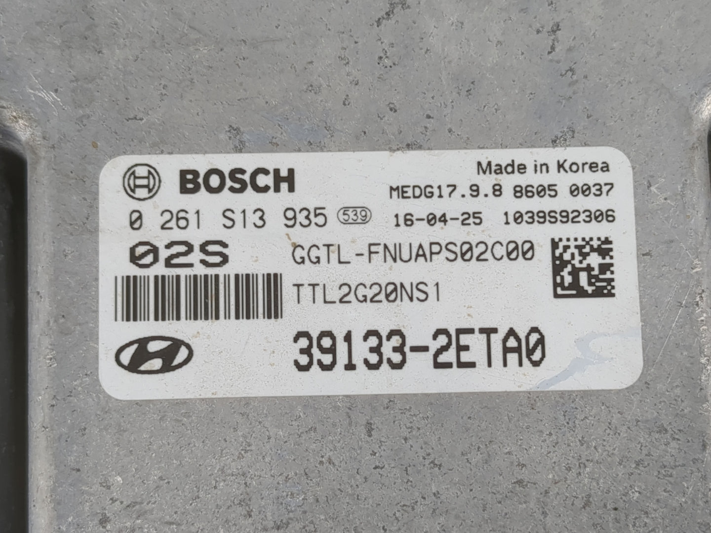 2016-2018 Hyundai Tucson PCM Engine Control Computer ECU ECM PCU OEM P/N:39133-2ETA0 Fits Fits 2016 2017 2018 OEM Used Auto 