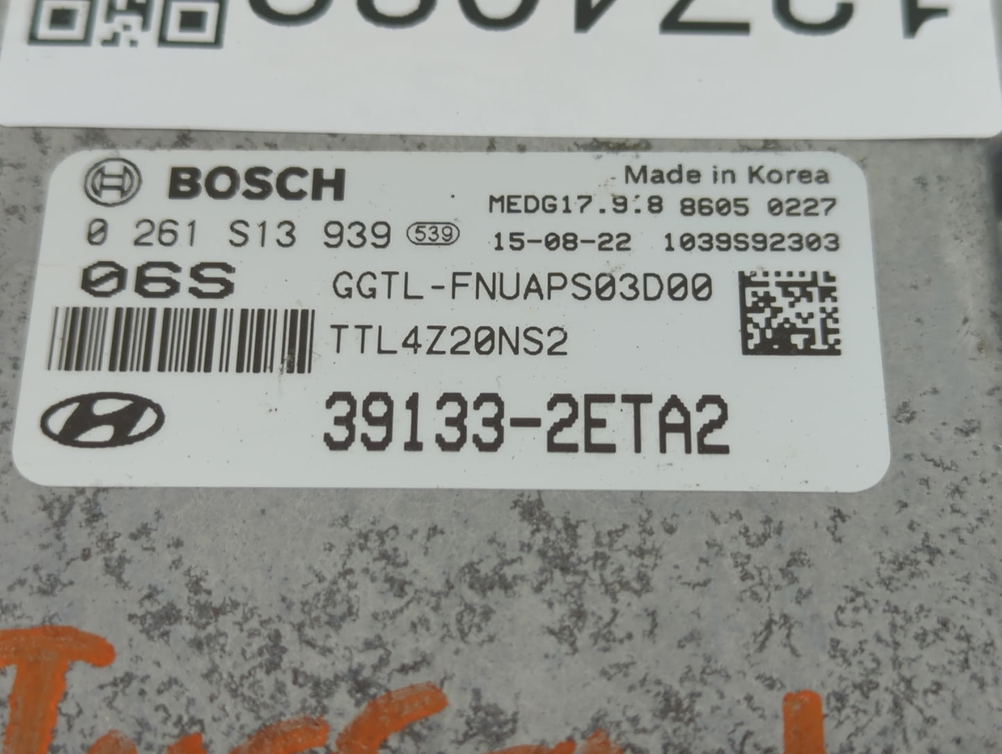 2016-2018 Hyundai Tucson PCM Engine Control Computer ECU ECM PCU OEM P/N:39133-2ETA2 Fits Fits 2016 2017 2018 OEM Used Auto 