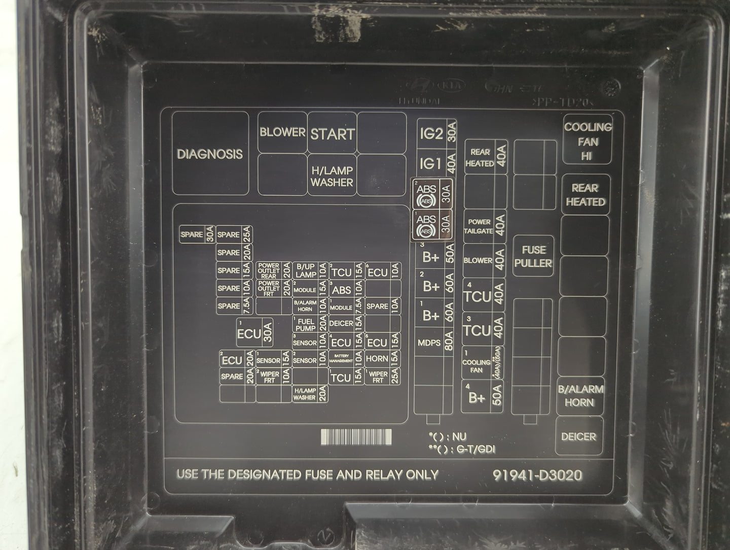 2016-2018 Hyundai Tucson Fusebox Fuse Box Panel Relay Module P/N:91941-D3020 Fits Fits 2016 2017 2018 OEM Used Auto Parts - 