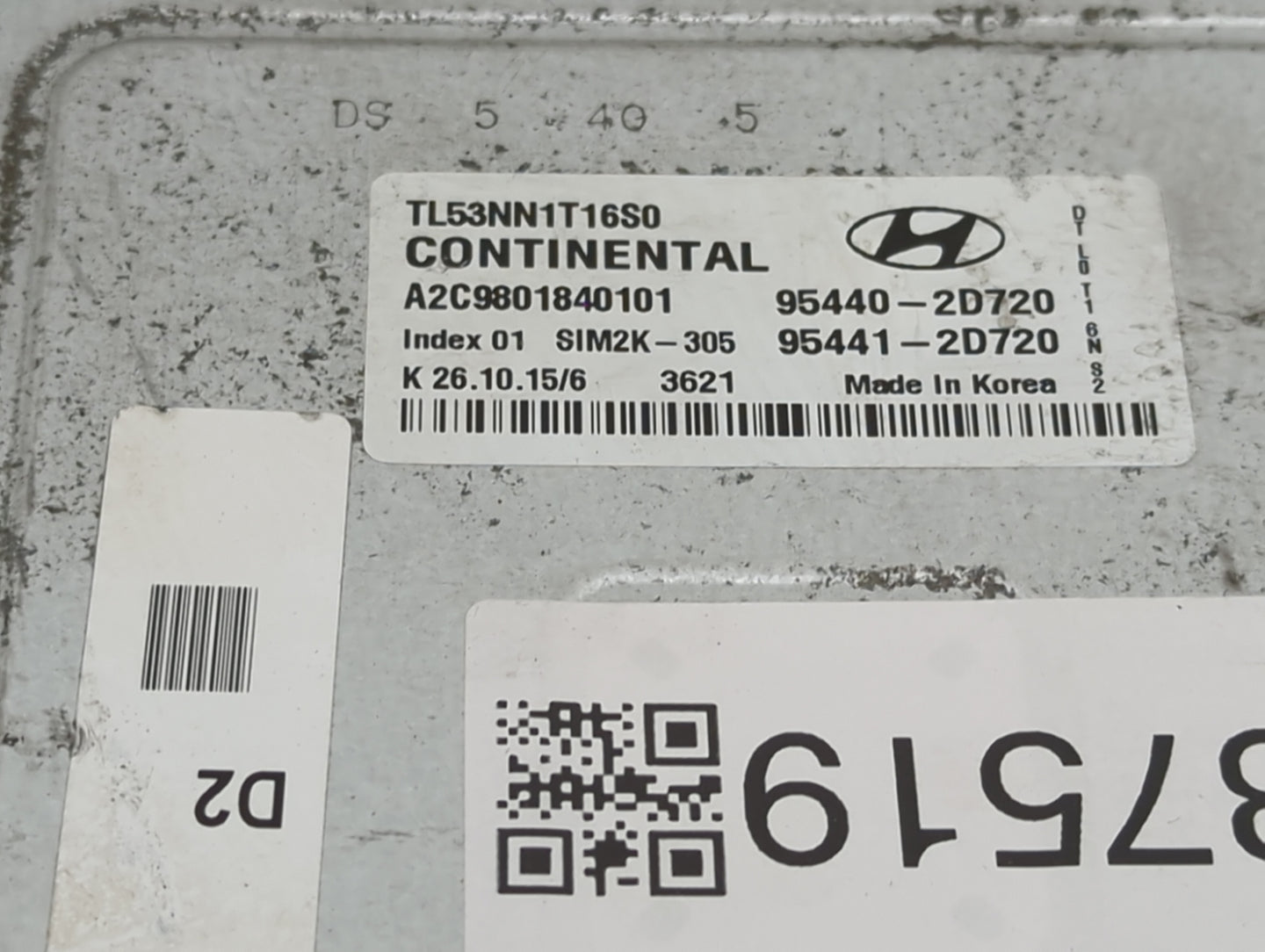 2016-2018 Hyundai Tucson PCM Engine Control Computer ECU ECM PCU OEM P/N:95440-2D720 95441-2D720 Fits Fits 2016 2017 2018 OE
