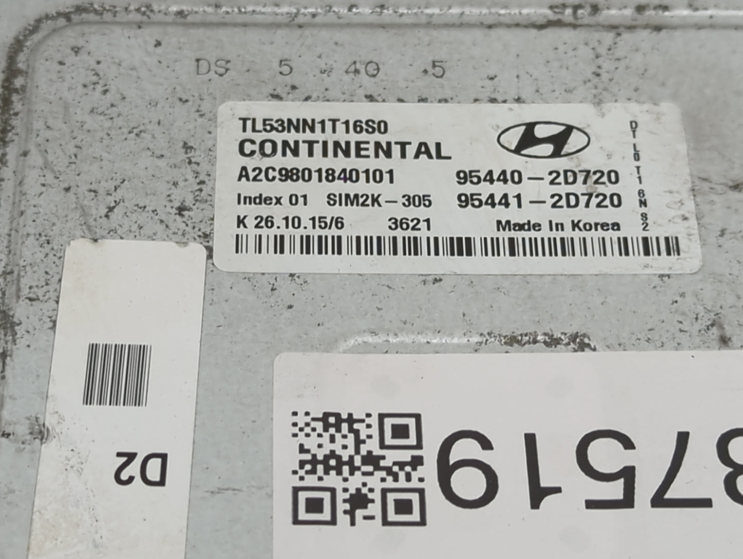 2016-2018 Hyundai Tucson PCM Engine Control Computer ECU ECM PCU OEM P/N:95440-2D720 95441-2D720 Fits Fits 2016 2017 2018 OE
