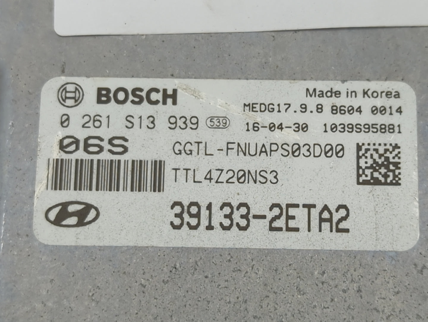 2016-2018 Hyundai Tucson PCM Engine Control Computer ECU ECM PCU OEM P/N:39133-2ETA2 0 261 S13 939 Fits Fits 2016 2017 2018 