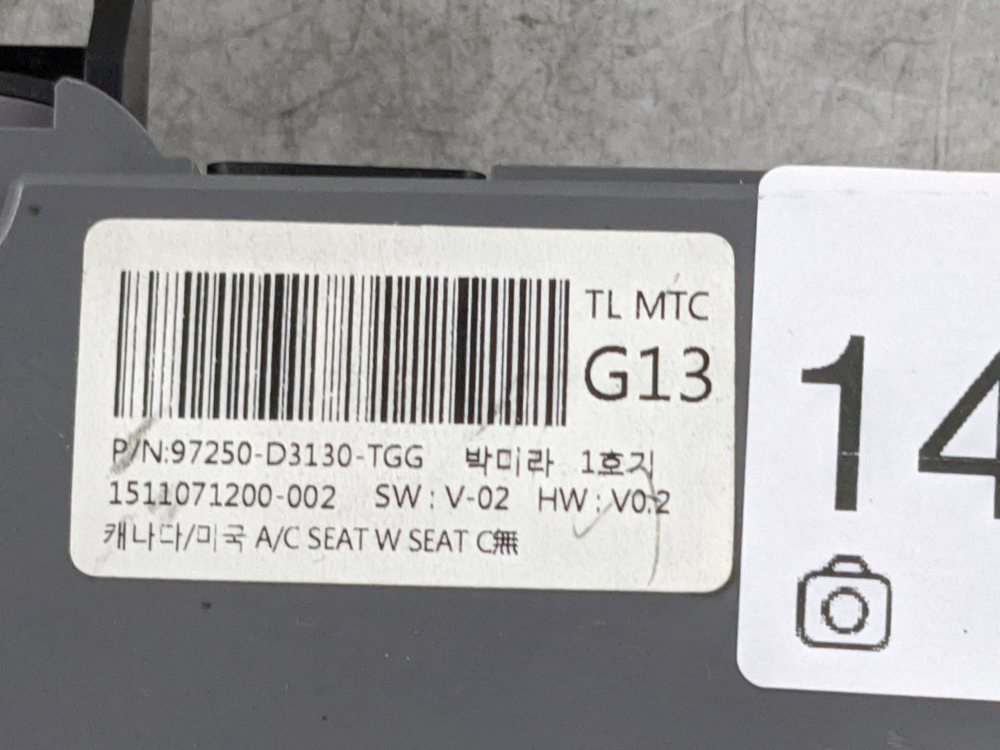 2016-2018 Hyundai Tucson Climate Control Module Temperature AC/Heater Replacement P/N:97250-D3130-TGG 1511071200-002 Fits OE