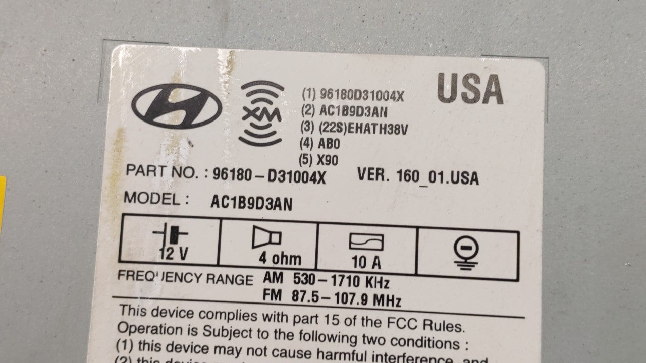 2016-2017 Hyundai Tucson Radio AM FM Cd Player Receiver Replacement P/N:96180-D31004X 96180D31004X Fits Fits 2016 2017 OEM U