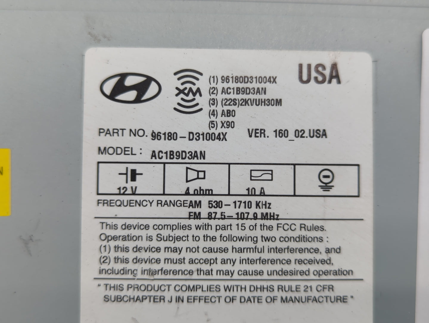 2016-2017 Hyundai Tucson Am Fm Cd Player Radio Receiver - Oemusedautoparts1.com