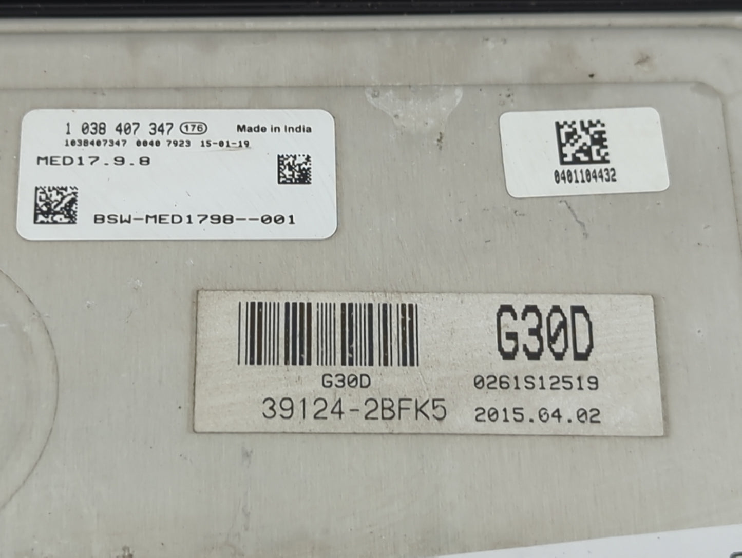 2016-2017 Hyundai Veloster PCM Engine Control Computer ECU ECM PCU OEM P/N:39124-2BFK5 39125-2BFK5, 0261S12519 Fits Fits 201