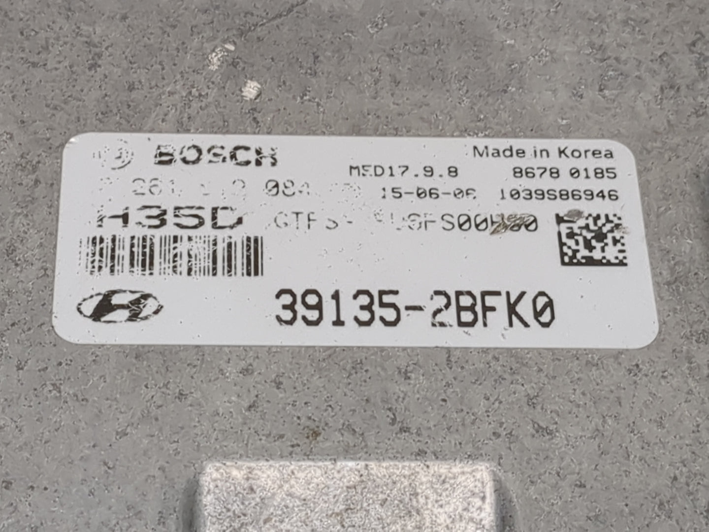 2016 Hyundai Veloster PCM Engine Control Computer ECU ECM PCU OEM P/N:39135-2BFK0 GTFS-GFU6FS01H00 Fits OEM Used Auto Parts 