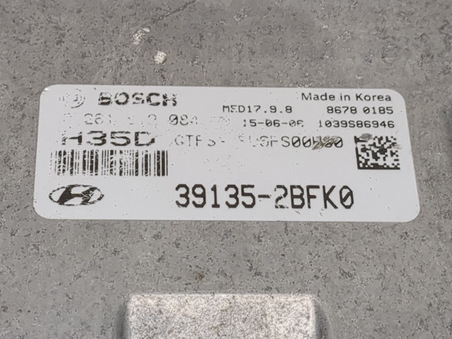 2016 Hyundai Veloster PCM Engine Control Computer ECU ECM PCU OEM P/N:39135-2BFK0 GTFS-GFU6FS01H00 Fits OEM Used Auto Parts 
