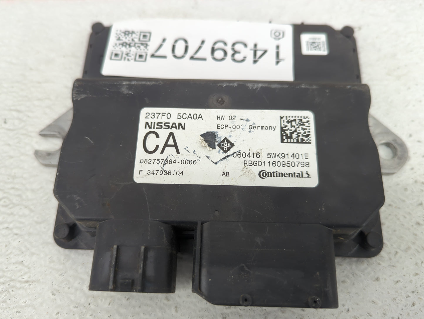2016 Infiniti Q50 PCM Engine Control Computer ECU ECM PCU OEM P/N:237F0 5CA0A 5WK91401E Fits OEM Used Auto Parts - Oemusedau