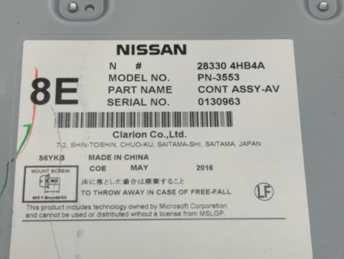 2016-2018 Infiniti Q50 Radio AM FM Cd Player Receiver Replacement P/N:28330 4HB4A Fits Fits 2016 2017 2018 2019 2020 OEM Use