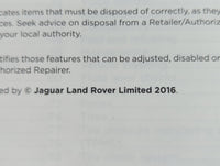 2016 Jaguar F-Pace Owners Manual Book Guide P/N:JJM 18 01 38 181 OEM Used Auto Parts - Oemusedautoparts1.com