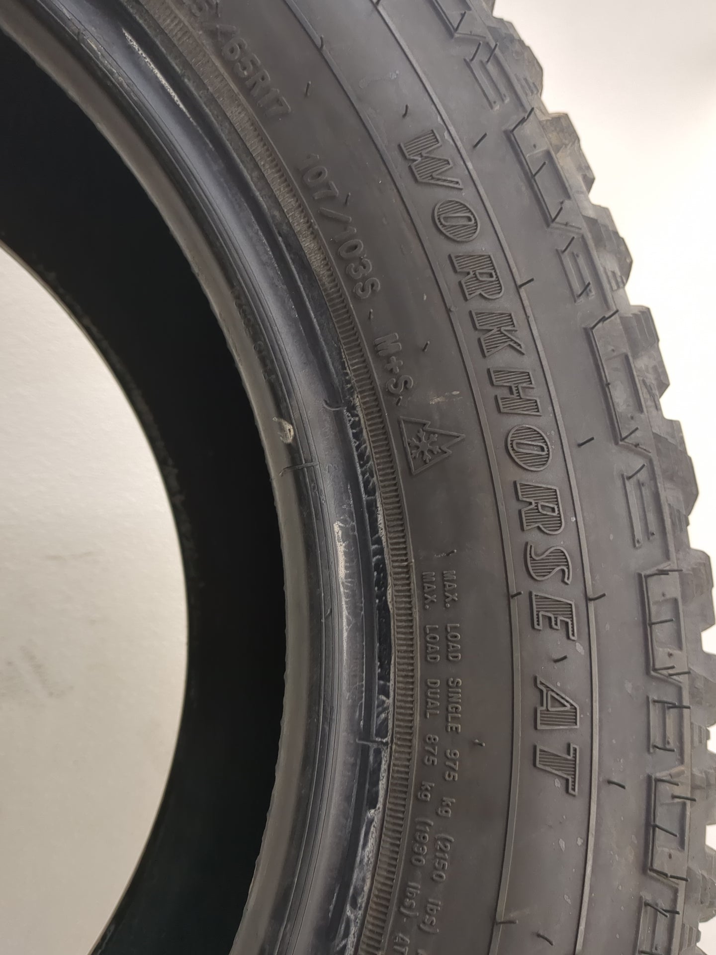 Used Tire 225/65R17 GOODYEAR WRANGLER WORKHORSE AT 107S - Tread Depth 13/32 - Oemusedautoparts1.com