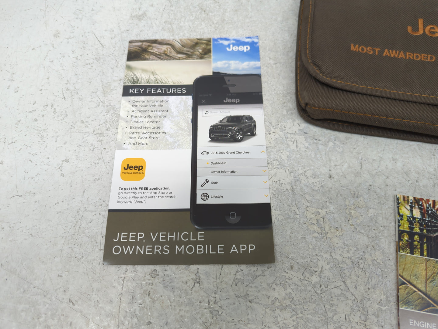 2016 Jeep Cherokee Owners Manual Book Guide P/N:16KL74-926-AA OEM Used Auto Parts - Oemusedautoparts1.com
