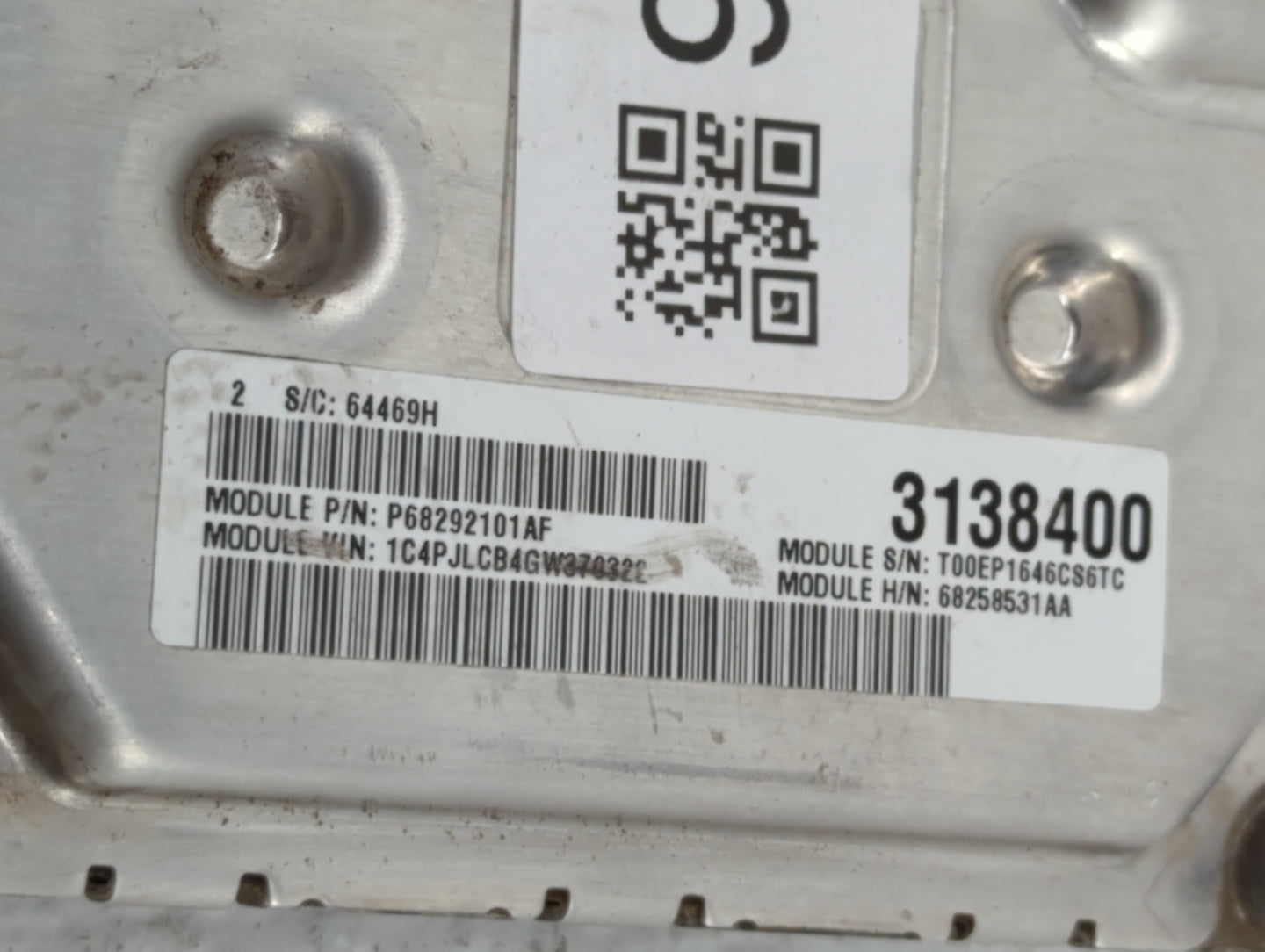 2016-2017 Jeep Cherokee PCM Engine Control Computer ECU ECM PCU OEM P/N:P68250527AG P68258531AA, P68258531AB Fits Fits 2016 