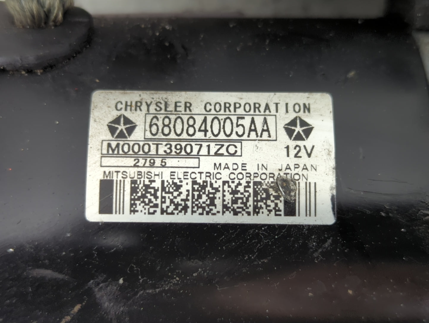 2014-2018 Jeep Cherokee Car Starter Motor Solenoid OEM P/N:M000T39071ZC 68084005AA Fits OEM Used Auto Parts - Oemusedautopar