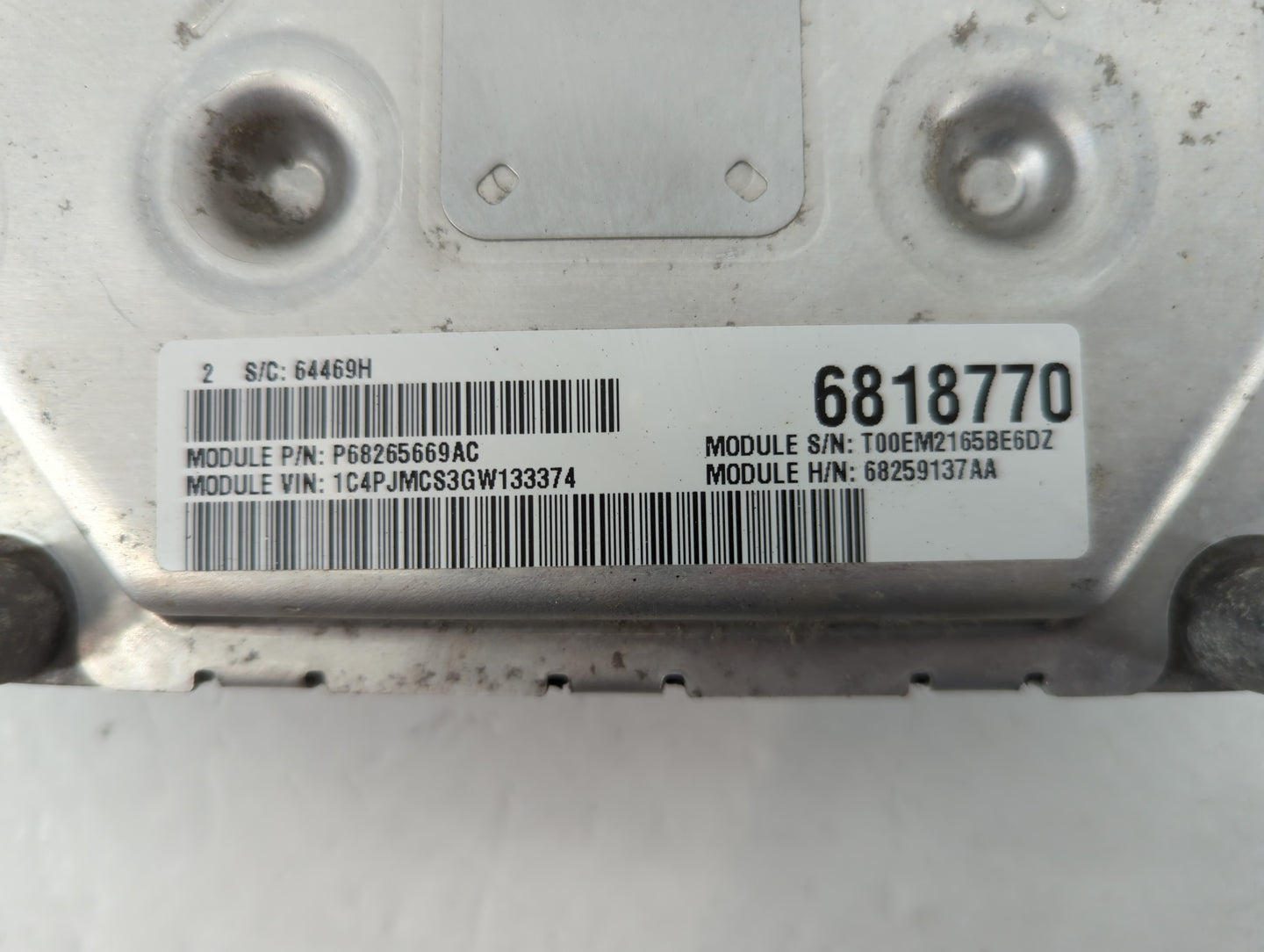 2016-2017 Jeep Cherokee PCM Engine Control Computer ECU ECM PCU OEM P/N:6818770 P68259137AA Fits Fits 2016 2017 OEM Used Aut