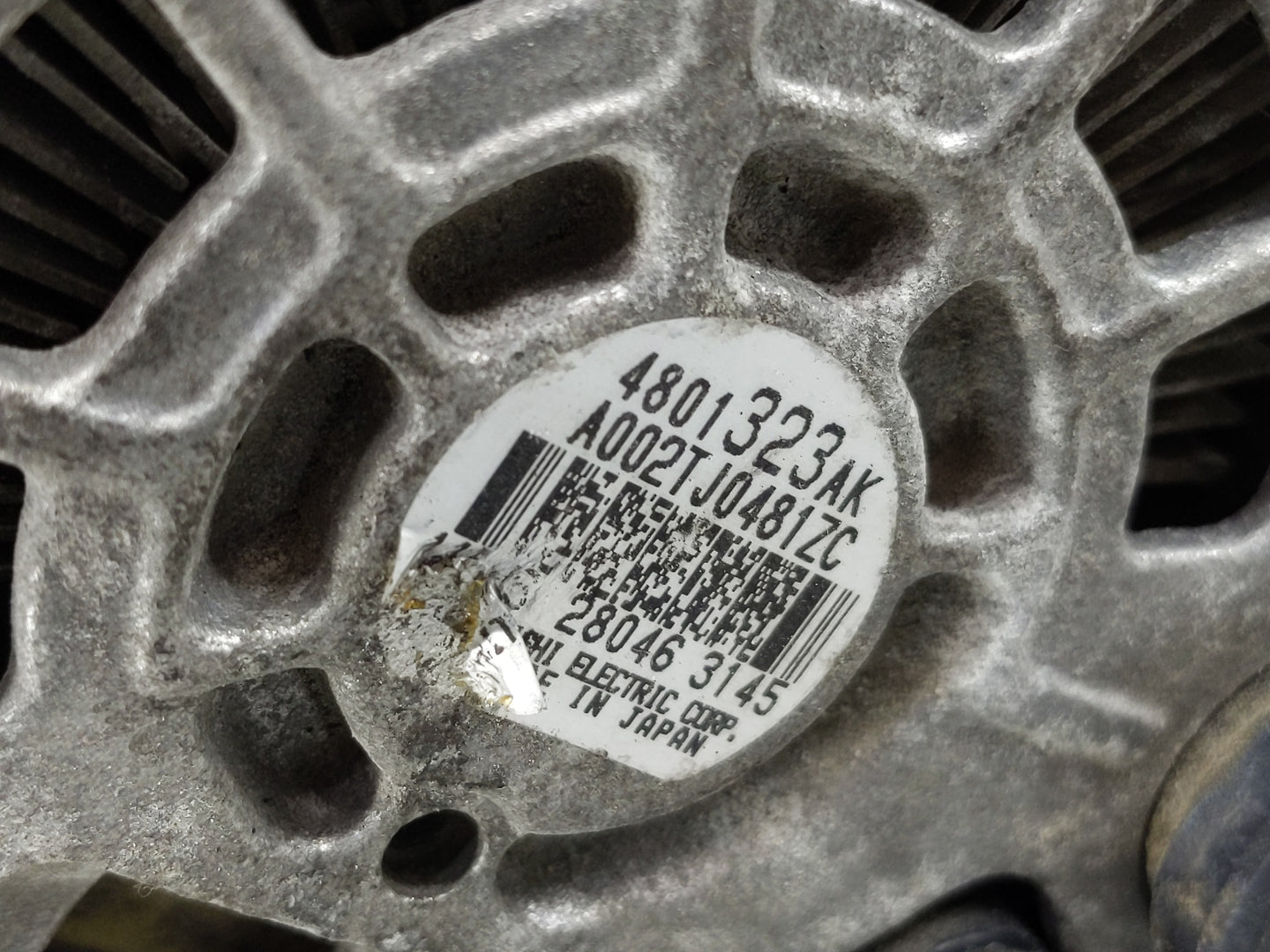 2016 Jeep Compass Alternator Replacement Generator Charging Assembly Engine OEM P/N:4801323AK Fits OEM Used Auto Parts - Oem