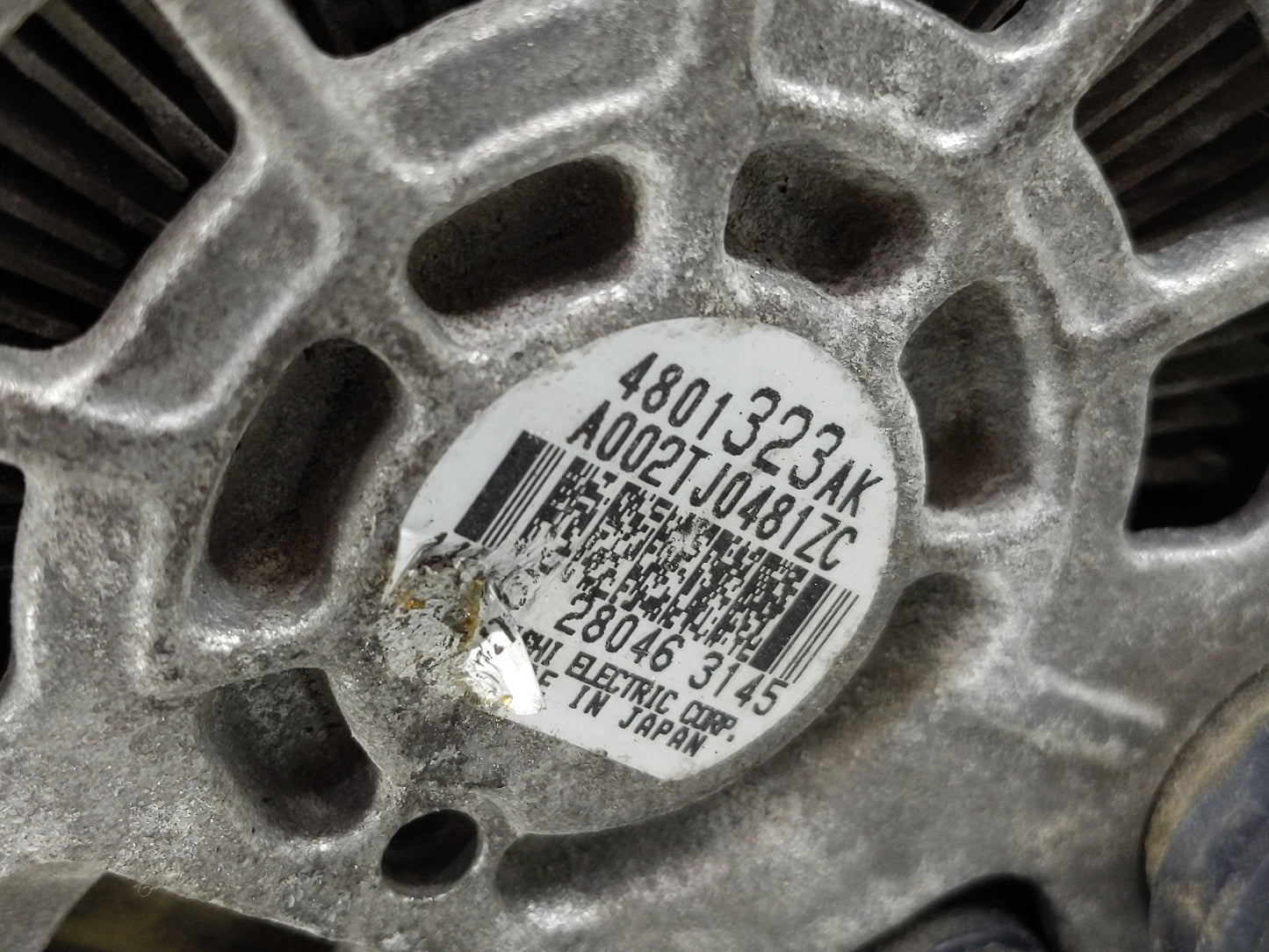 2016 Jeep Compass Alternator Replacement Generator Charging Assembly Engine OEM P/N:4801323AK Fits OEM Used Auto Parts - Oem