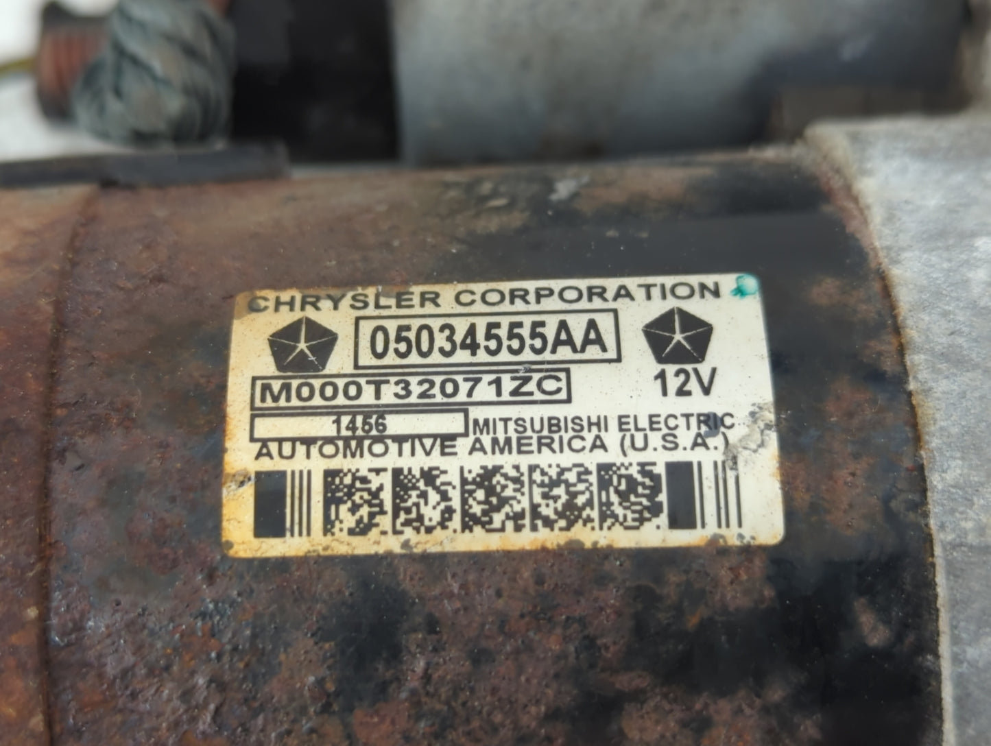 2016 Jeep Compass Car Starter Motor Solenoid OEM P/N:M000T32071ZC 05034555AA Fits OEM Used Auto Parts - Oemusedautoparts1.co