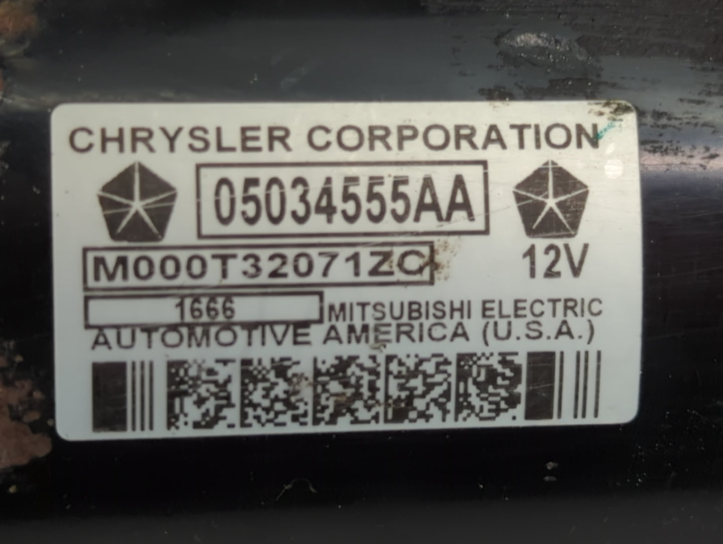 2016 Jeep Compass Car Starter Motor Solenoid OEM P/N:M000T32071ZC 05034555AA Fits OEM Used Auto Parts - Oemusedautoparts1.co