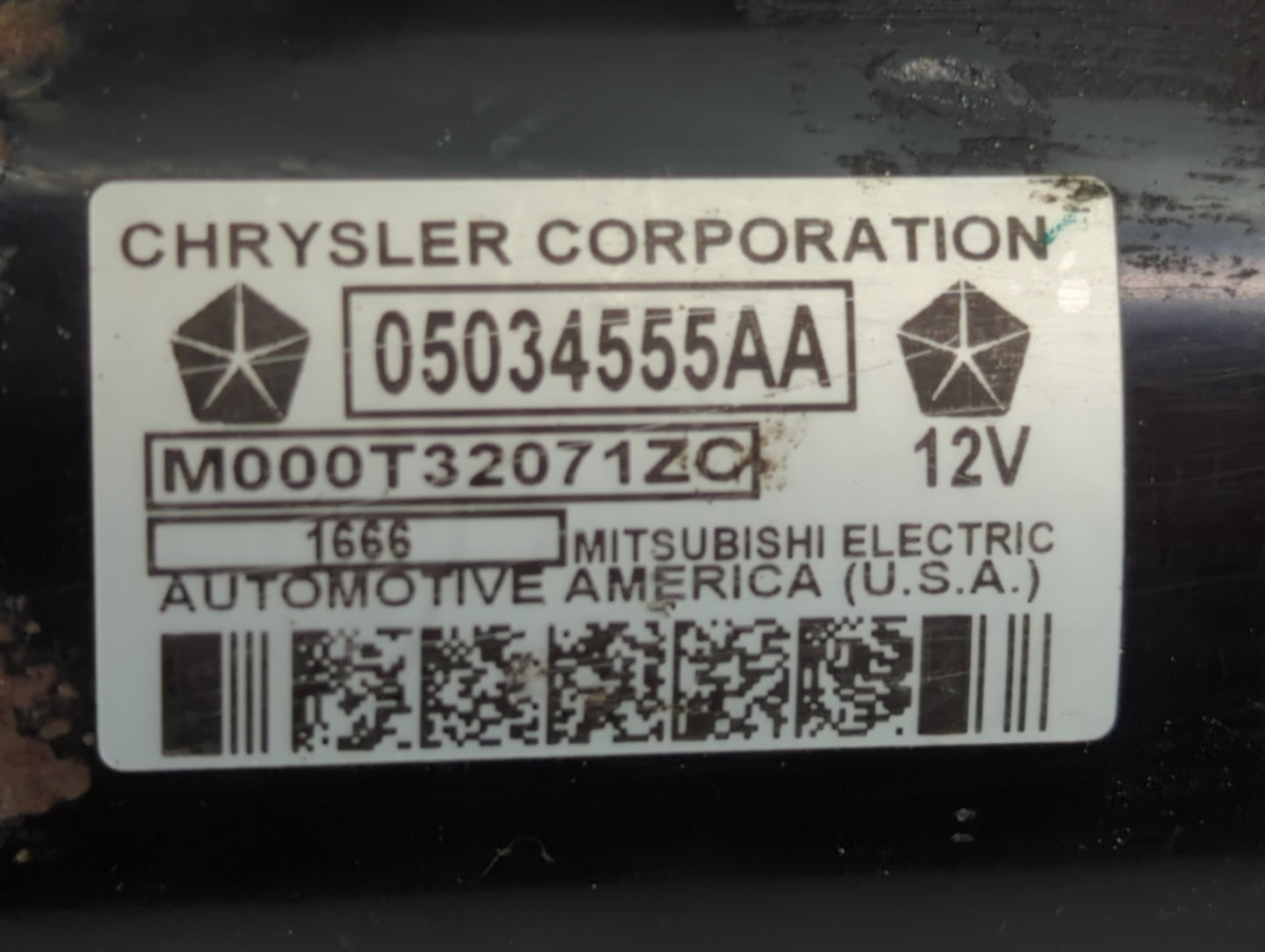 2016 Jeep Compass Car Starter Motor Solenoid OEM P/N:M000T32071ZC 05034555AA Fits OEM Used Auto Parts - Oemusedautoparts1.co