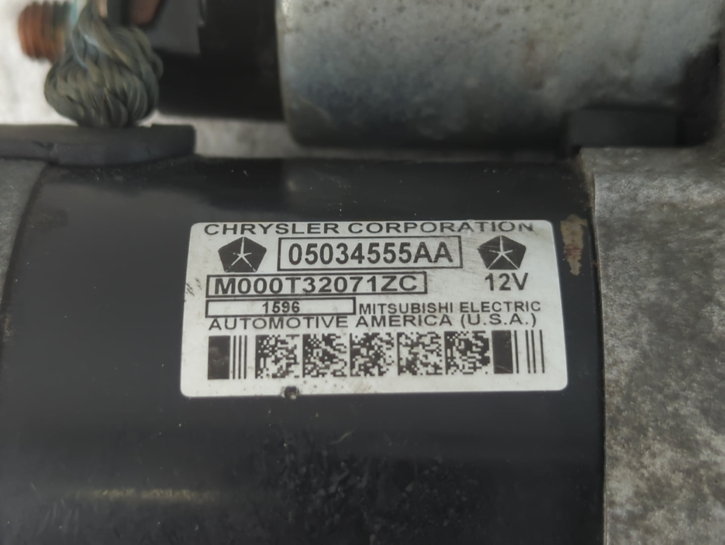 2016 Jeep Compass Car Starter Motor Solenoid OEM P/N:M000T32071ZC 05034555AA Fits OEM Used Auto Parts - Oemusedautoparts1.co