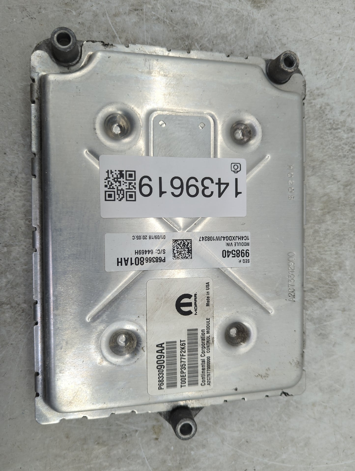2016-2017 Jeep Grand Cherokee PCM Engine Control Computer ECU ECM PCU OEM P/N:P68330909AA T00EP3577F2K6T Fits Fits 2016 2017