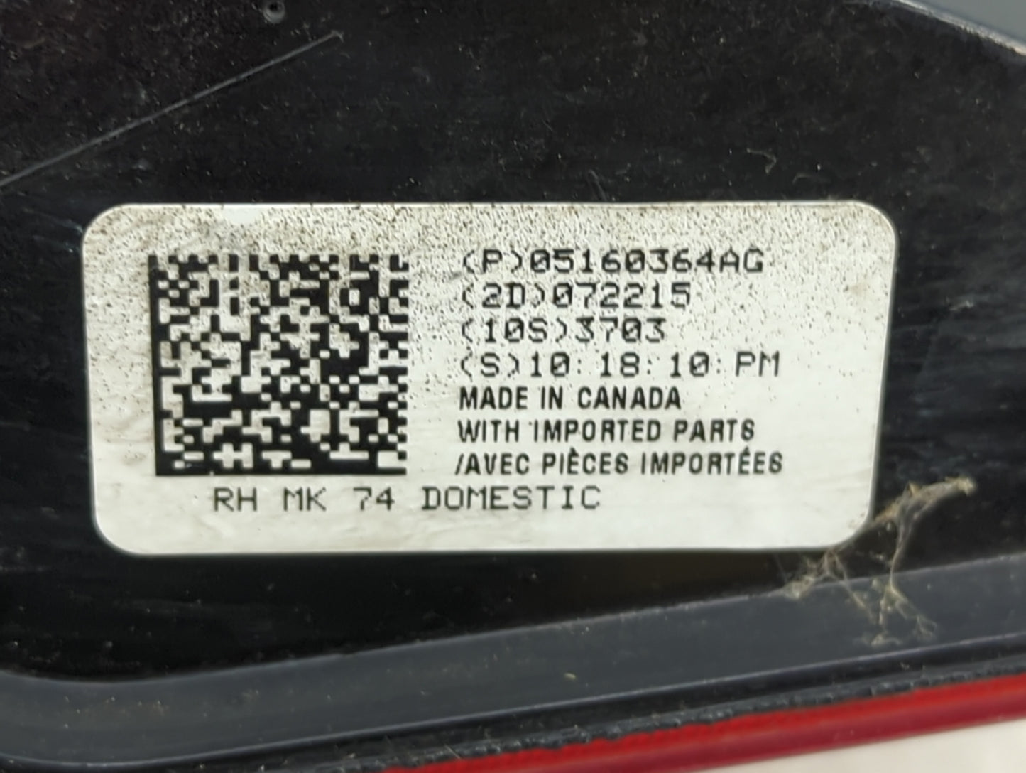 2008-2017 Jeep Patriot Tail Light Assembly Passenger Right OEM Fits Fits 2008 2009 2010 2011 2012 2013 2014 2015 2016 2017 O