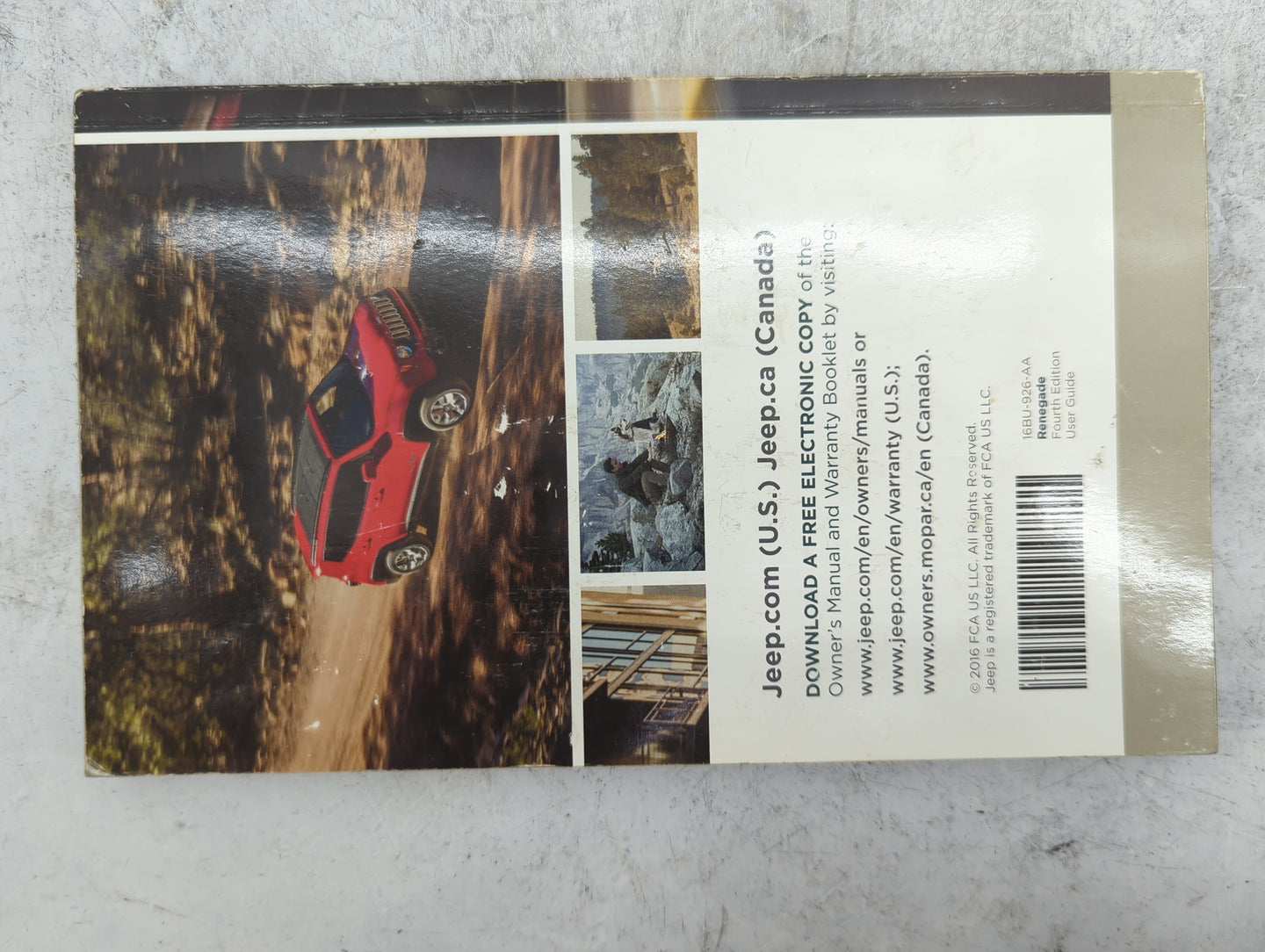 2016 Jeep Renegade Owners Manual Book Guide P/N:16BU-926-AA OEM Used Auto Parts - Oemusedautoparts1.com