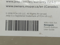 2016 Jeep Renegade Owners Manual Book Guide P/N:16BU-926-AA OEM Used Auto Parts - Oemusedautoparts1.com