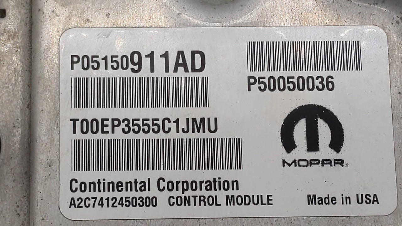 2015-2017 Jeep Renegade PCM Engine Control Computer ECU ECM PCU OEM P/N:P05150911AD P05150911AE Fits Fits 2015 2016 2017 OEM