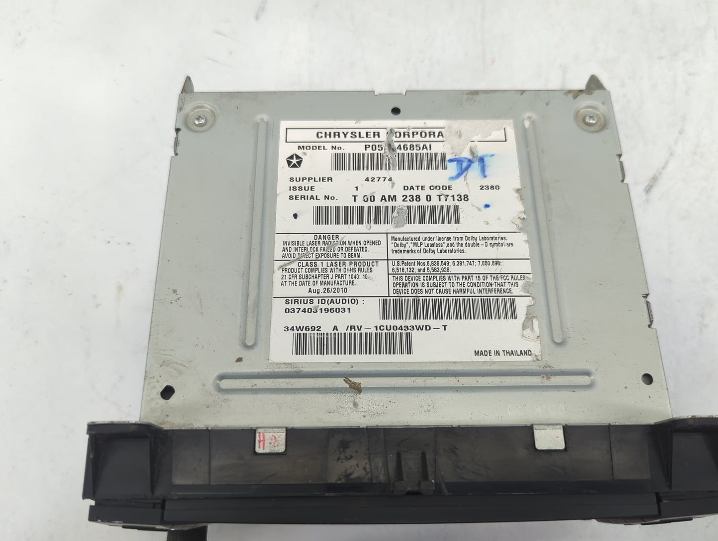 2014-2016 Kia Cadenza Radio AM FM Cd Player Receiver Replacement Fits Fits 2014 2015 2016 OEM Used Auto Parts - Oemusedautop
