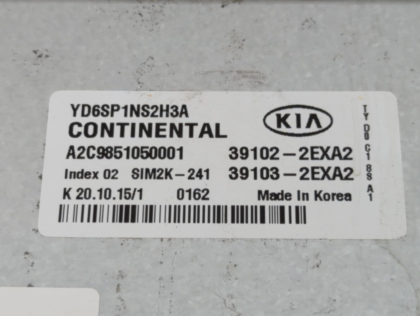 2016 Kia Forte PCM Engine Control Computer ECU ECM PCU OEM P/N:39103-2EXA2 39102-2EXA2 Fits OEM Used Auto Parts - Oemusedaut