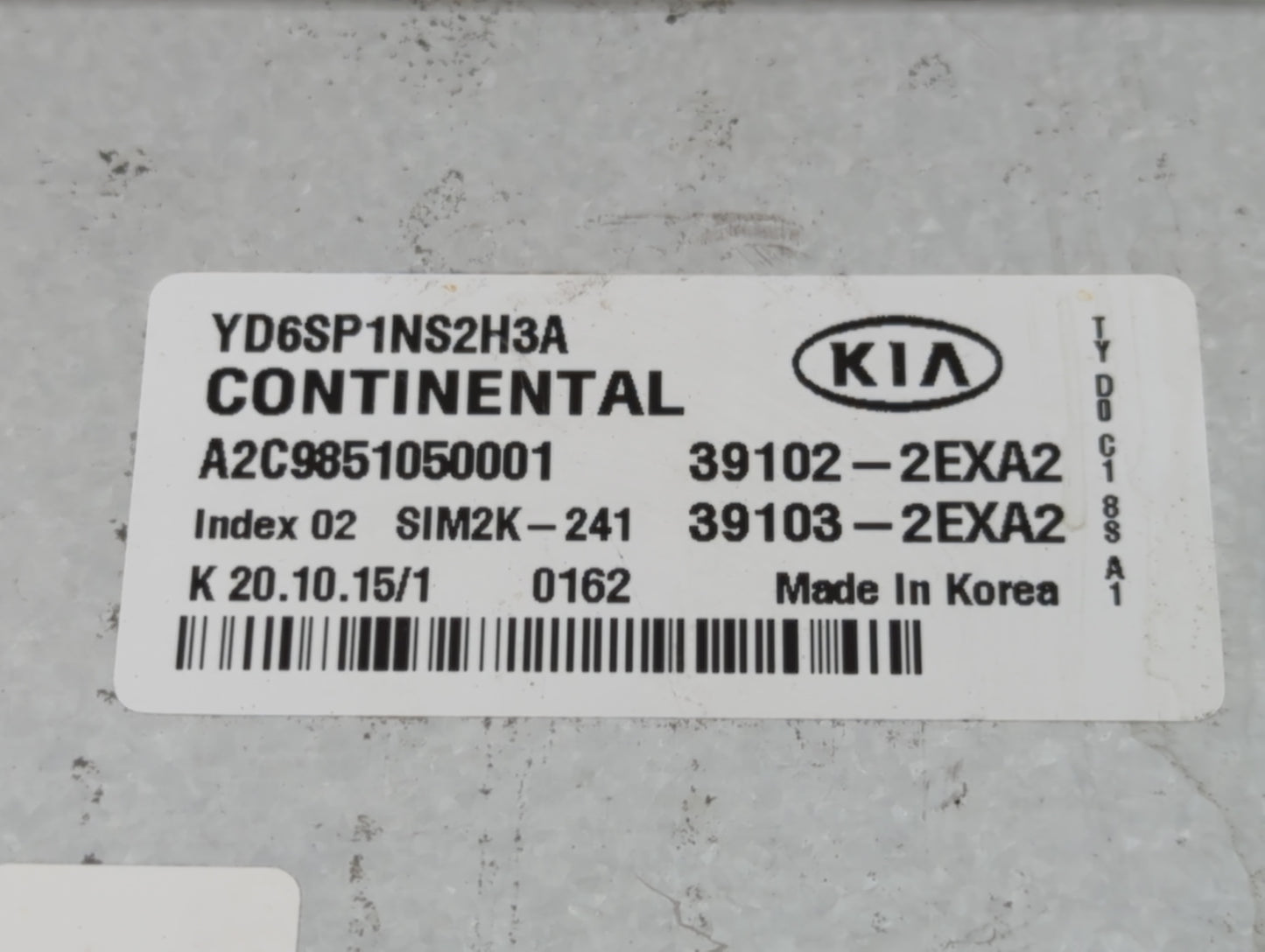2016 Kia Forte PCM Engine Control Computer ECU ECM PCU OEM P/N:39103-2EXA2 39102-2EXA2 Fits OEM Used Auto Parts - Oemusedaut